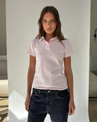 Kids Logo Fitted Polo Shirt in Pink and White Stripe