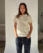 Kids Logo Fitted Polo Shirt in Yellow and Grey Stripes