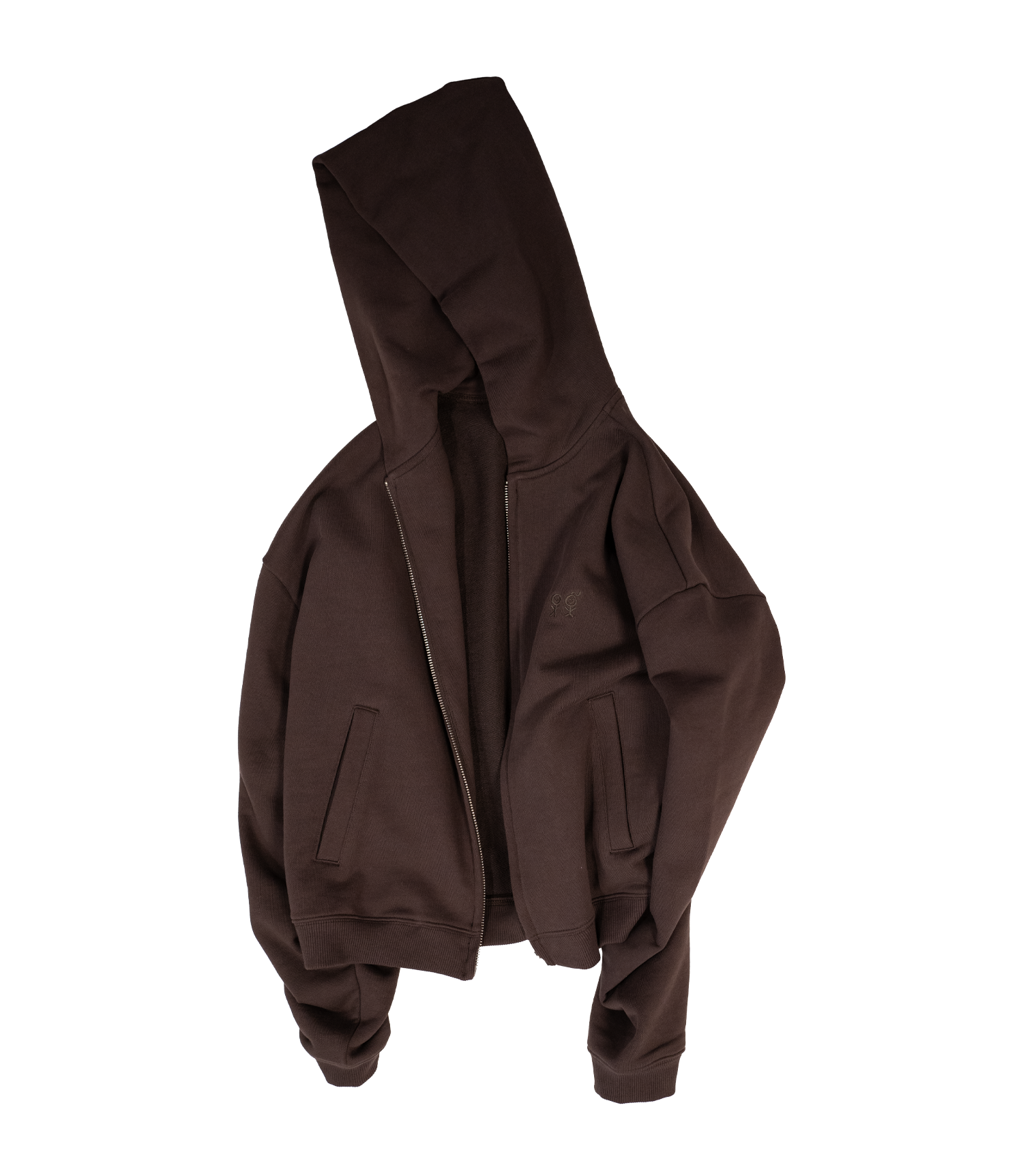 Zip Hoodie In Chocolate