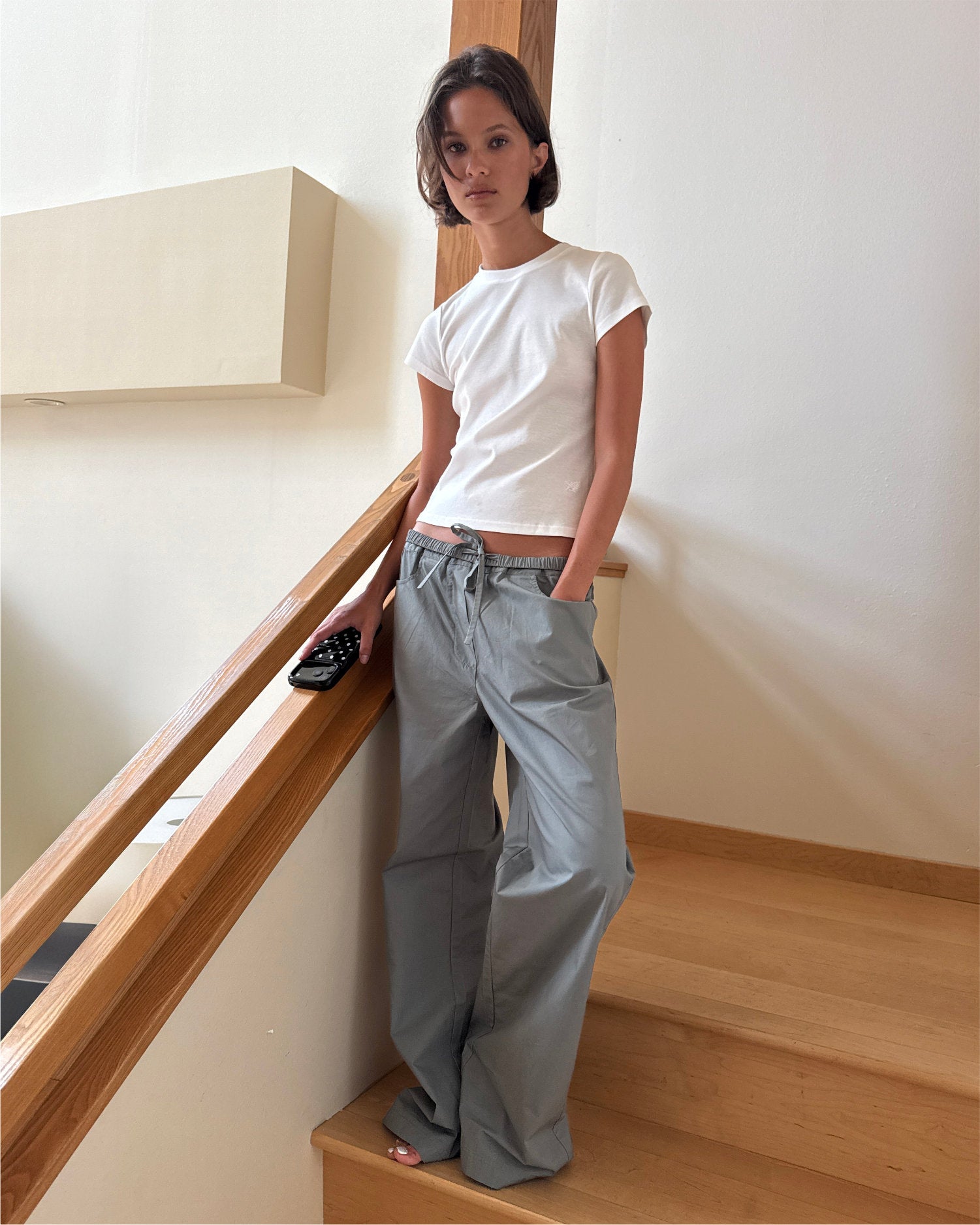Fold Over Pants in Grey