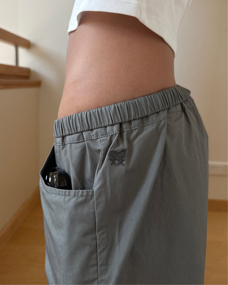 Fold Over Pants in Grey