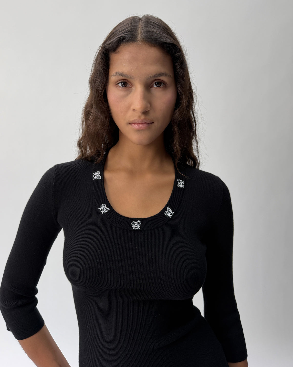 KT01 Scoop Neck Knit Top Black 03 View PDP