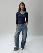 KT01 Scoop Neck Knit Top Blue 04 View PDP