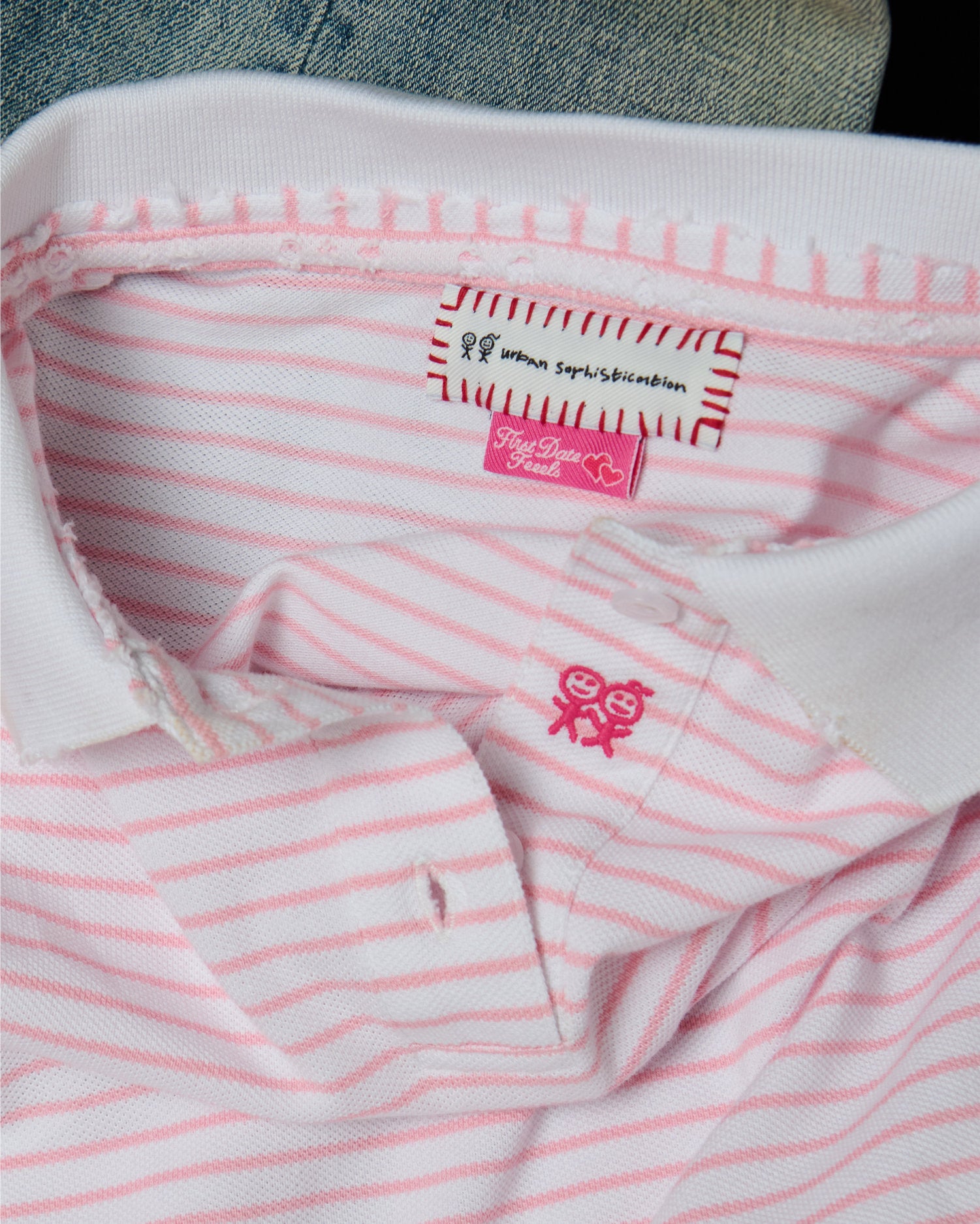 Kids Logo Fitted Polo Shirt in Pink and White Stripes