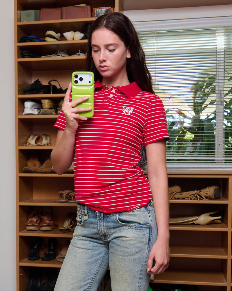Kids Logo Fitted Polo Shirt in Red