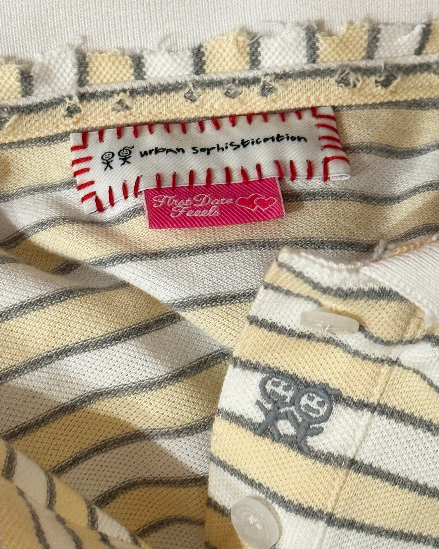 Kids Logo Fitted Polo Shirt in Yellow and Grey Stripes