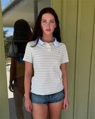 Kids Logo Fitted Polo Shirt in Yellow and Grey Stripes