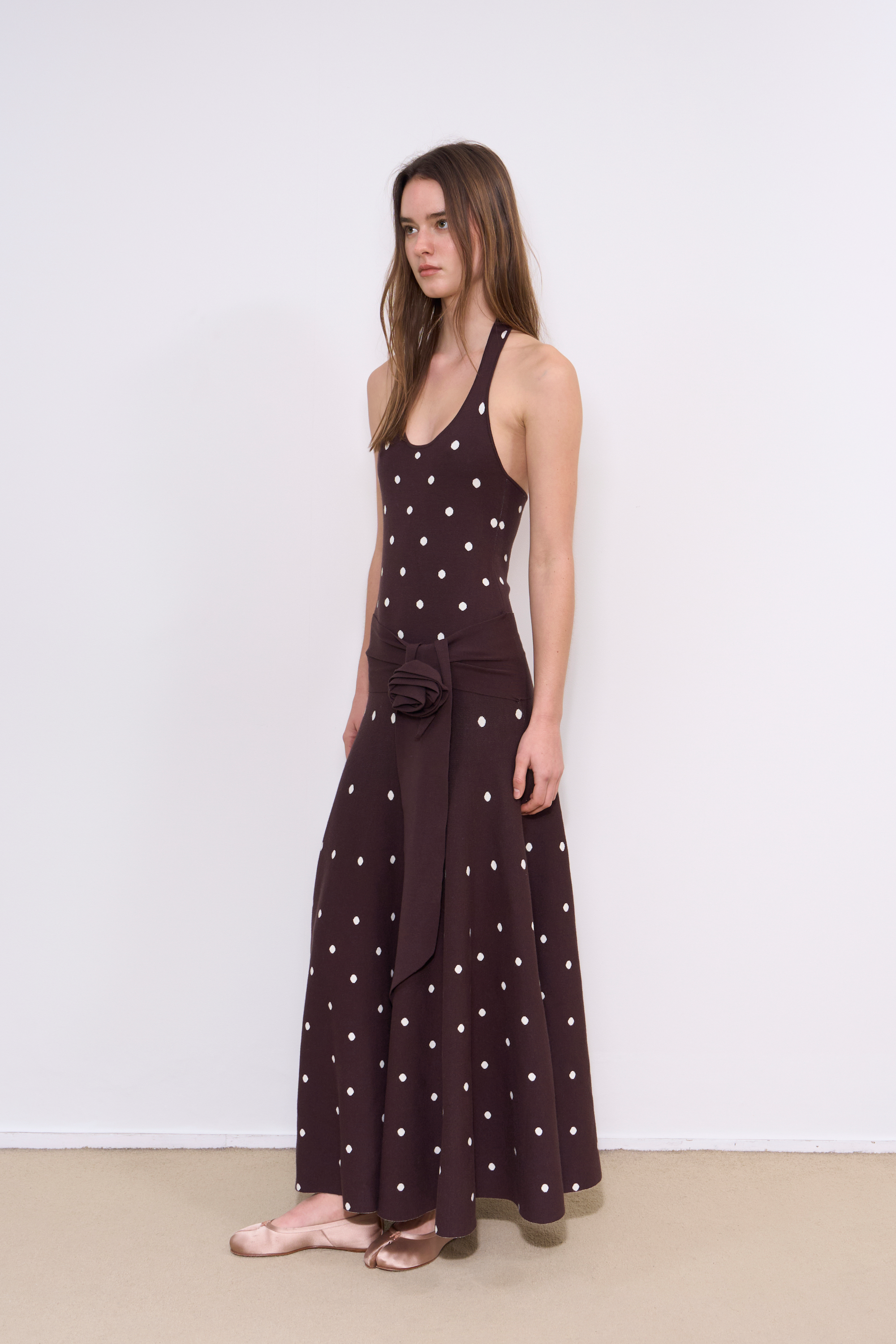 Waldorf Dress in Brown Polka Dress