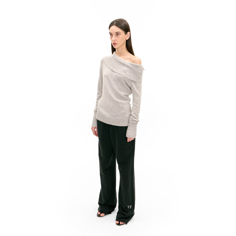 ASYMMETRICAL KNIT SWEATER IN 90s GREY - Urban Sophistication