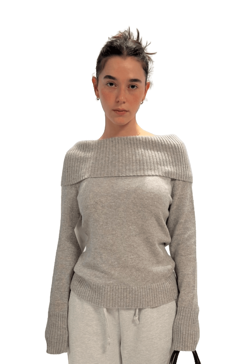 Asymmetrical Knit Sweater In 90s Grey