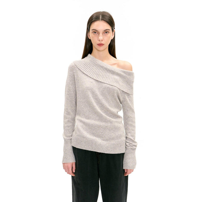 ASYMMETRICAL KNIT SWEATER IN 90s GREY - Urban Sophistication