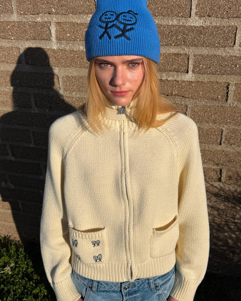 Big Kids Beanie in Crayon Blue
