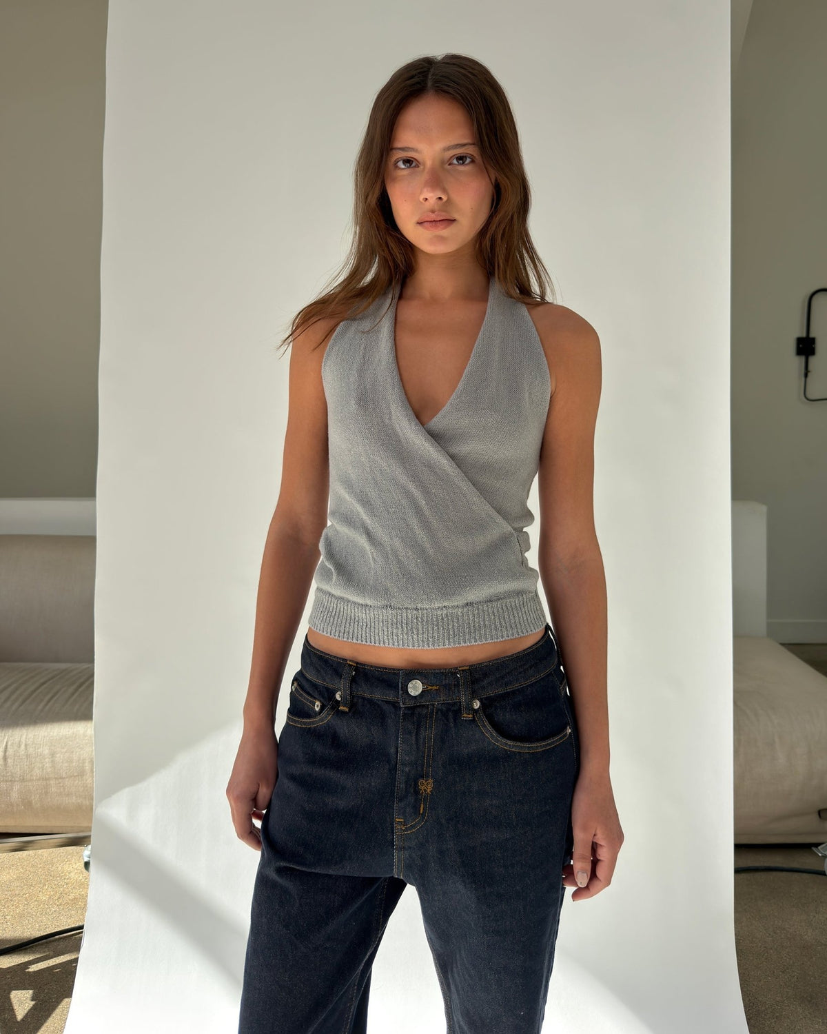Felt Something Top in Grey