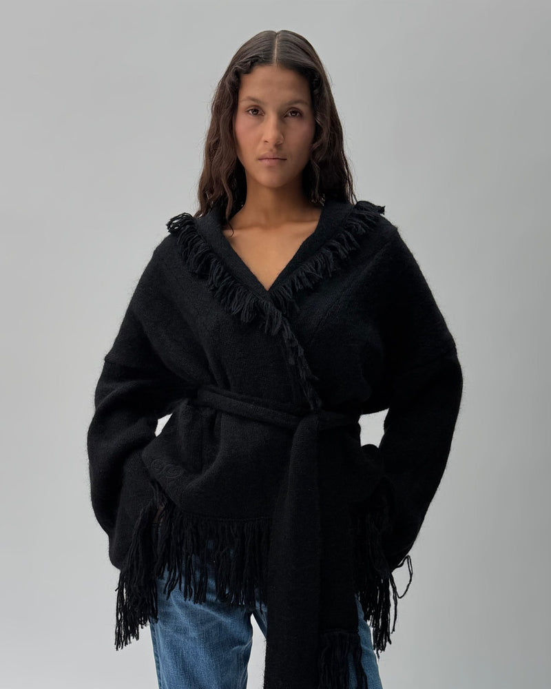 FJ01 Fringe Jacket Black Onyx 01 Close Up PDP