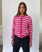 HD01 Stripped Zipped Knit Hoodie