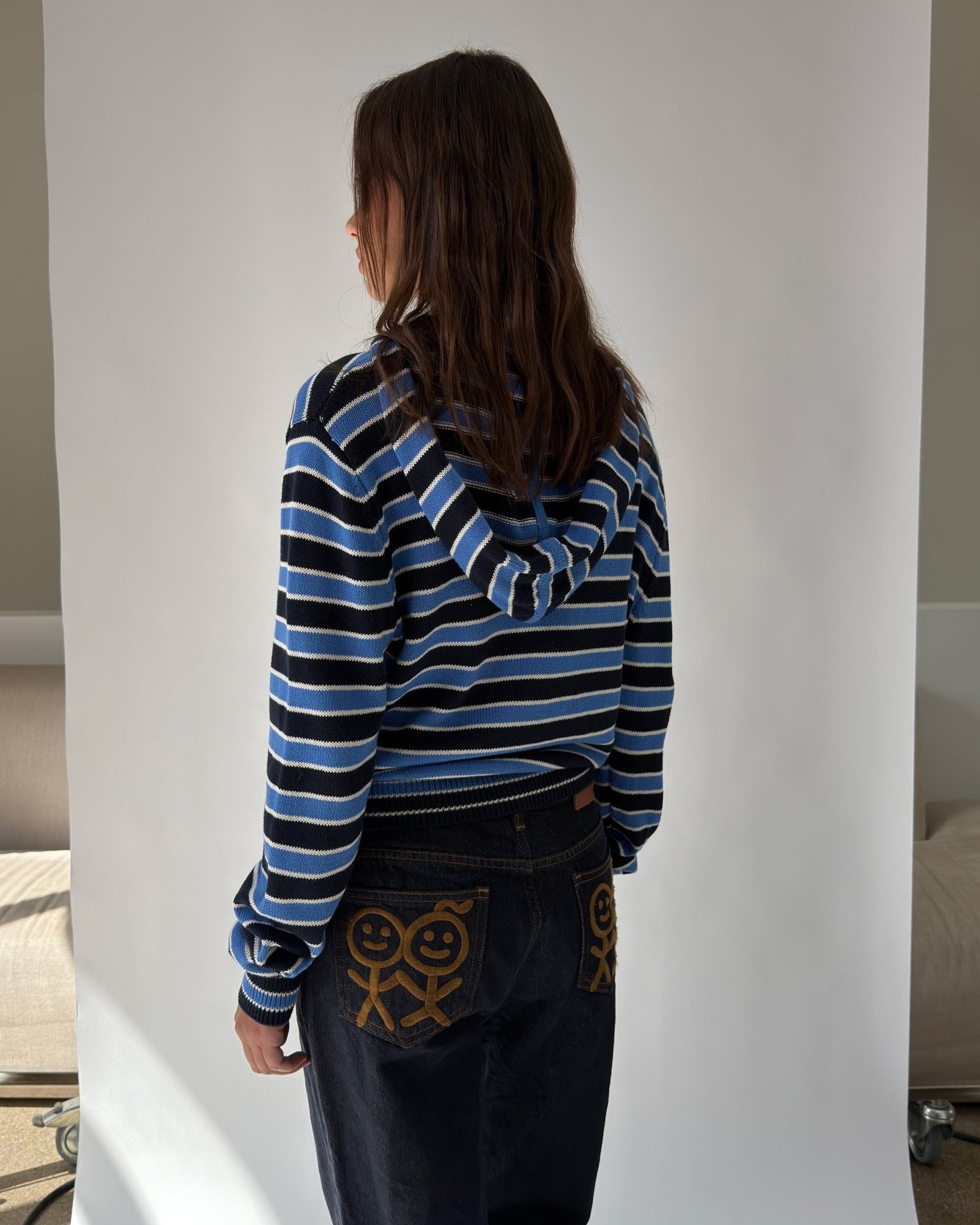 HD01 Stripped Zipped Knit Hoodie