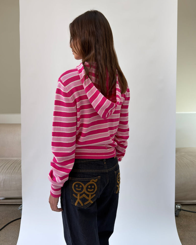 HD01 Stripped Zipped Knit Hoodie