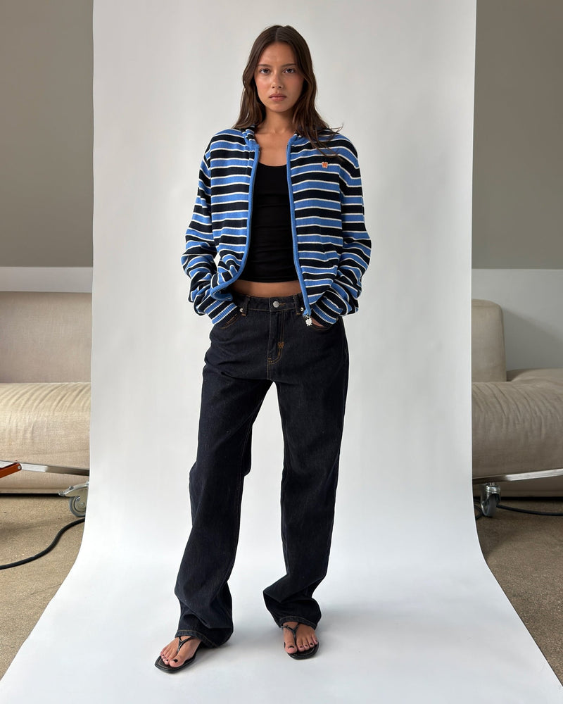 HD01 Stripped Zipped Knit Hoodie