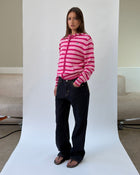 HD01 Stripped Zipped Knit Hoodie