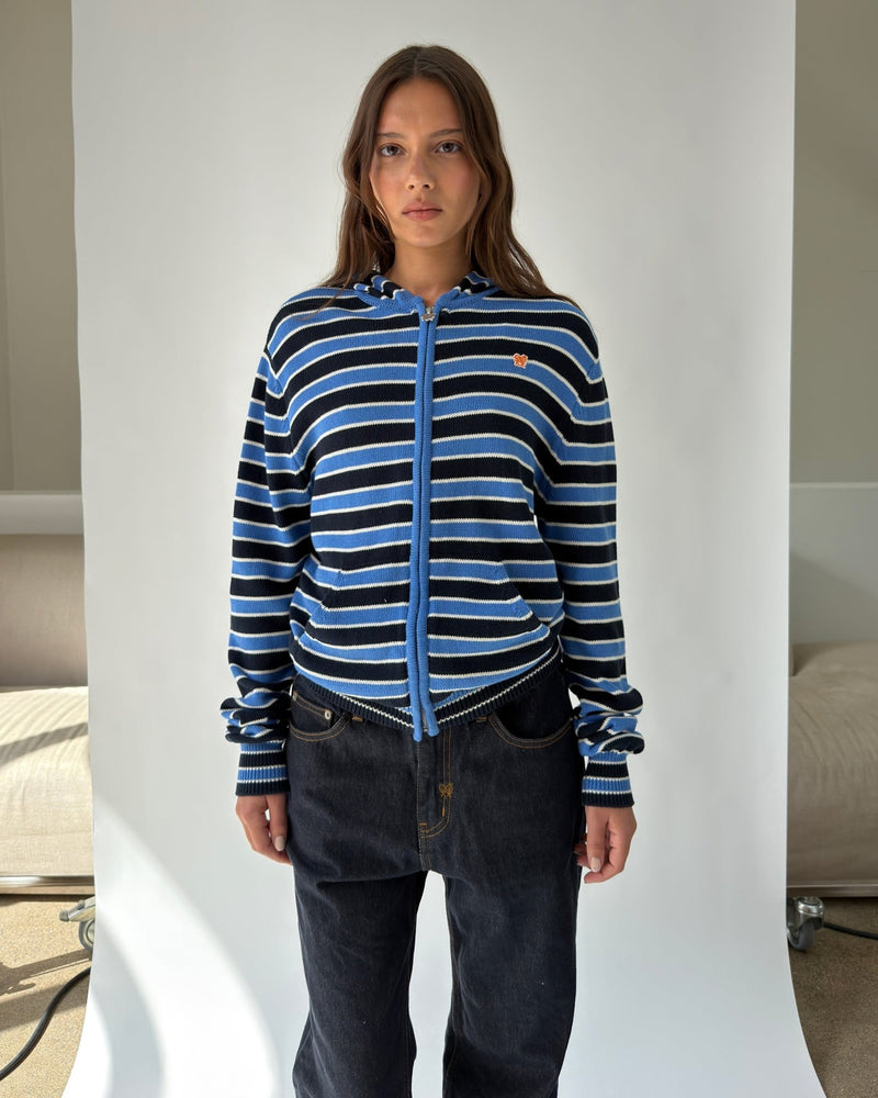 HD01 Stripped Zipped Knit Hoodie