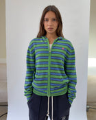 HD01 Stripped Zipped Knit Hoodie