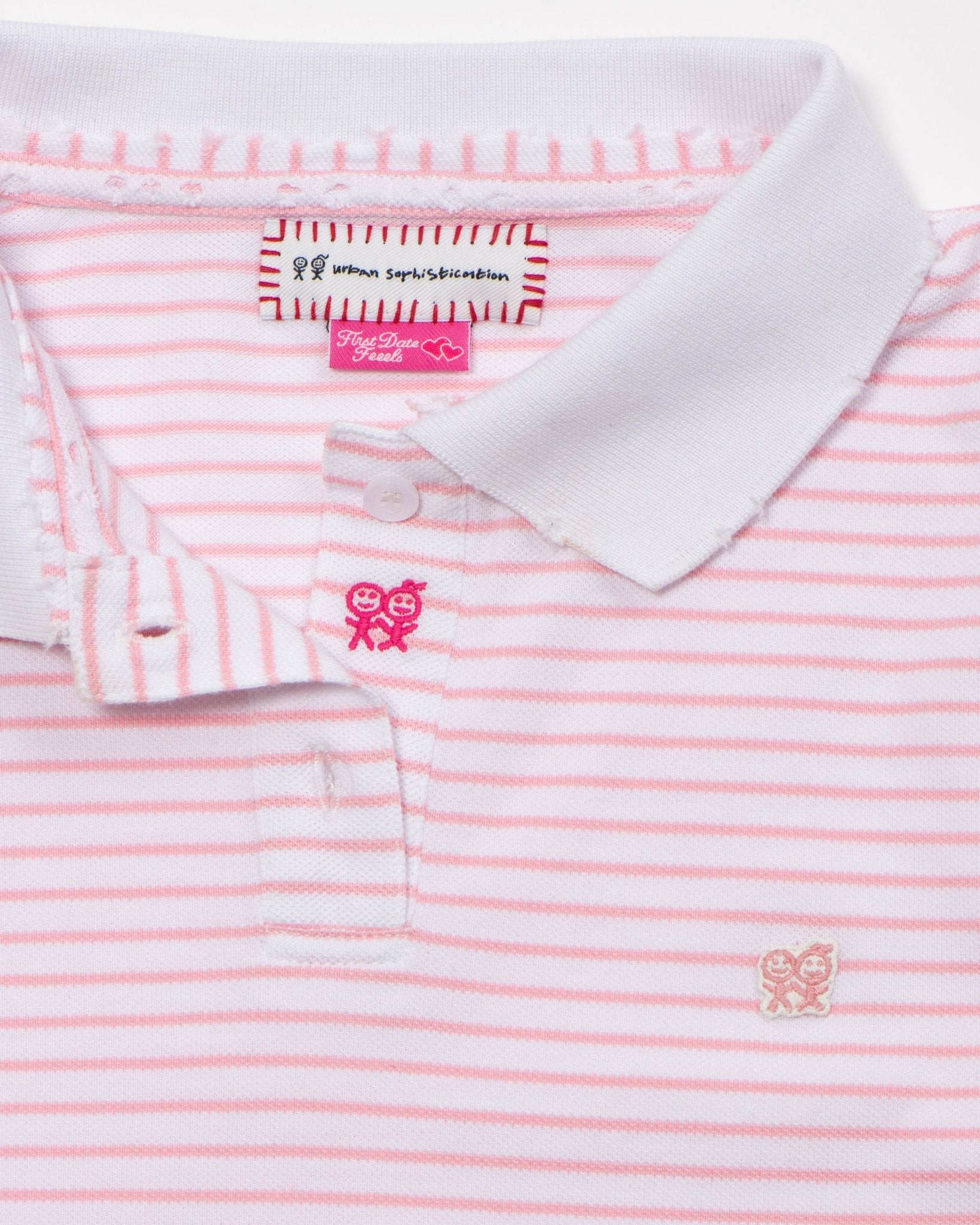 Kids Logo Fitted Polo Shirt in Pink and White Stripe