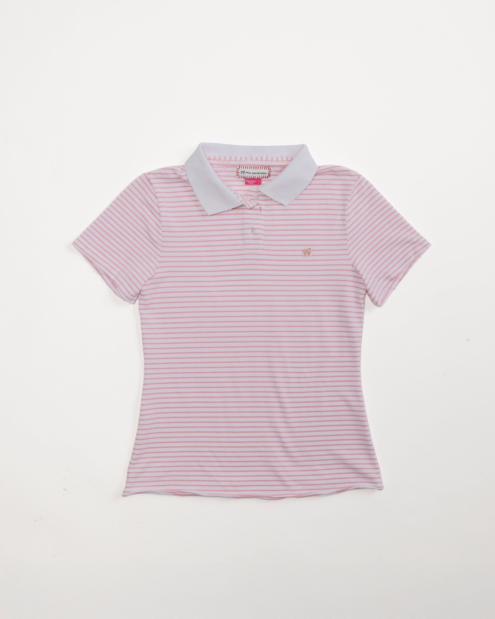Kids Logo Fitted Polo Shirt in Pink and White Stripe