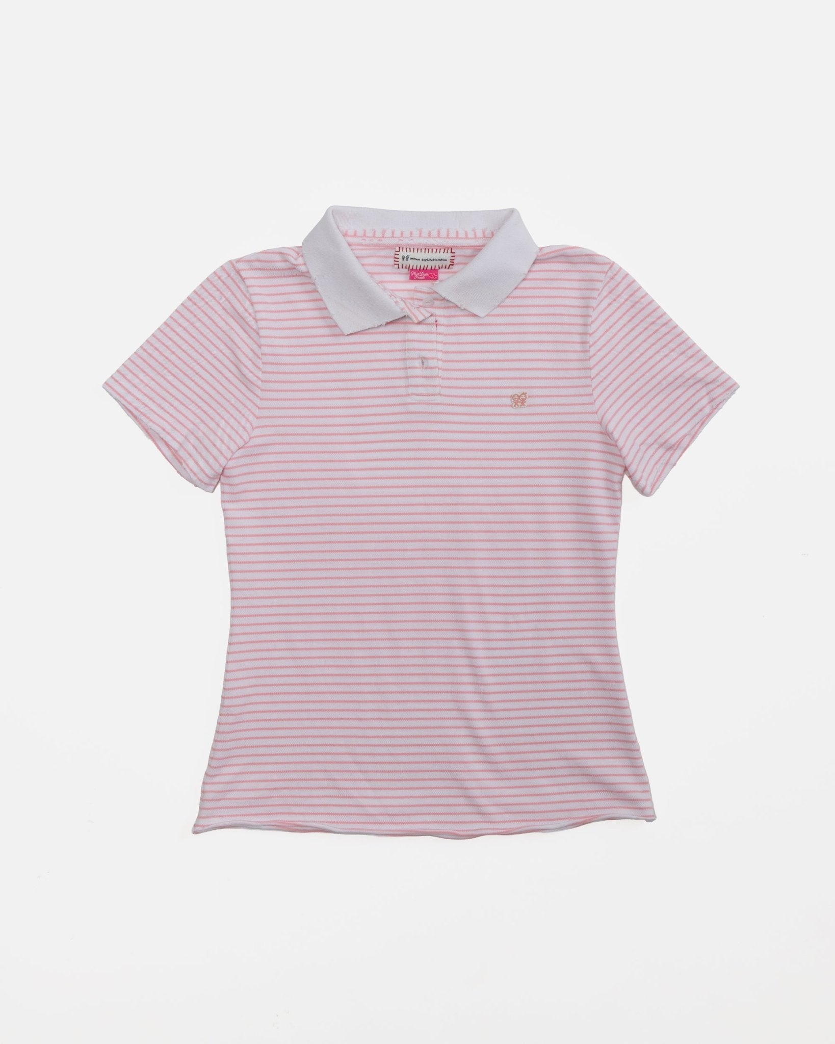 Kids Logo Fitted Polo Shirt in Pink and White Stripe