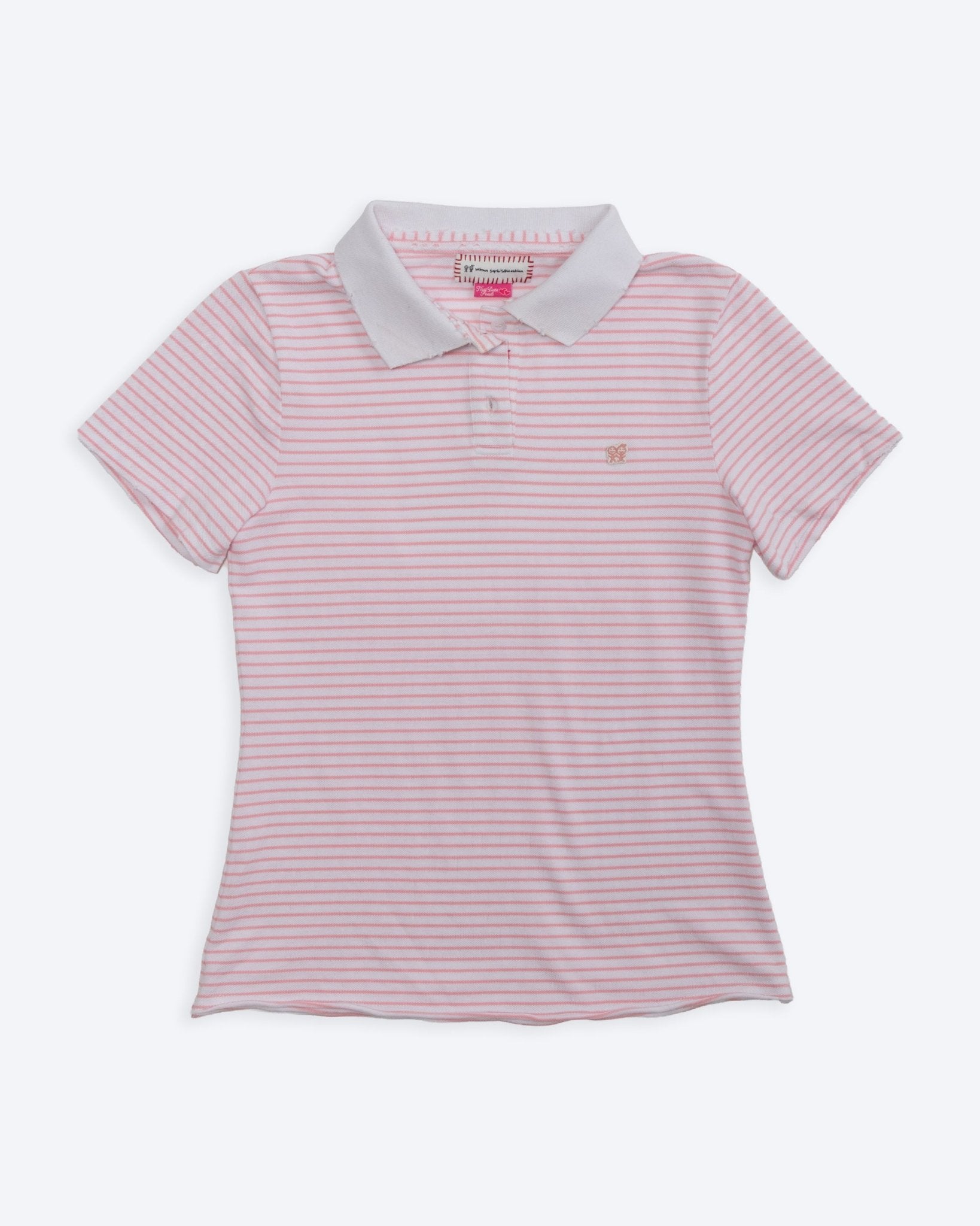 Kids Logo Fitted Polo Shirt in Pink and White Stripe