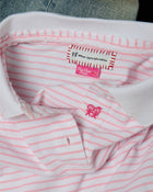 Kids Logo Fitted Polo Shirt in Pink and White Stripe