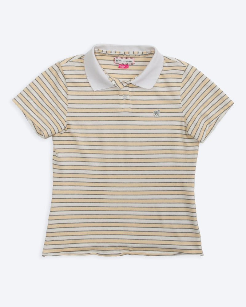 Kids Logo Fitted Polo Shirt in Yellow and Grey Stripes
