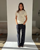 Kids Logo Fitted Polo Shirt in Yellow and Grey Stripes