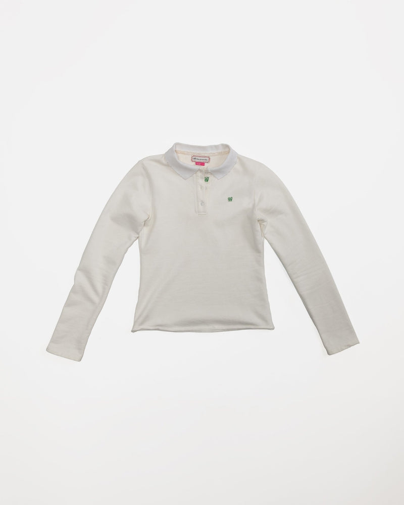 Kids Logo Long Sleeve Terry Polo in White