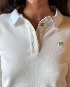 Kids Logo Long Sleeve Terry Polo in White