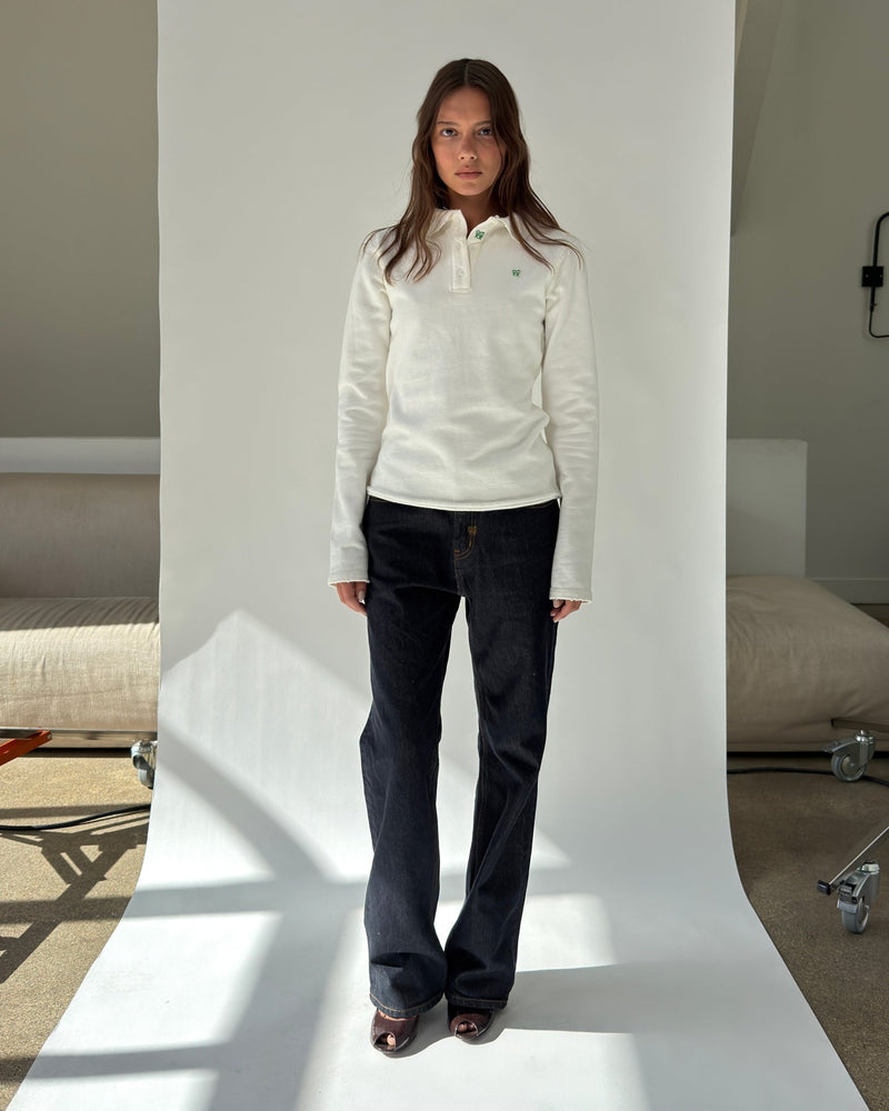 Kids Logo Long Sleeve Terry Polo in White