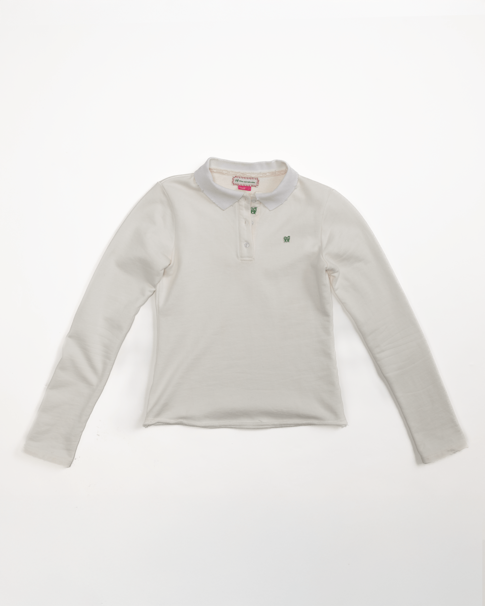 Kids Logo Long Sleeve Terry Polo in White