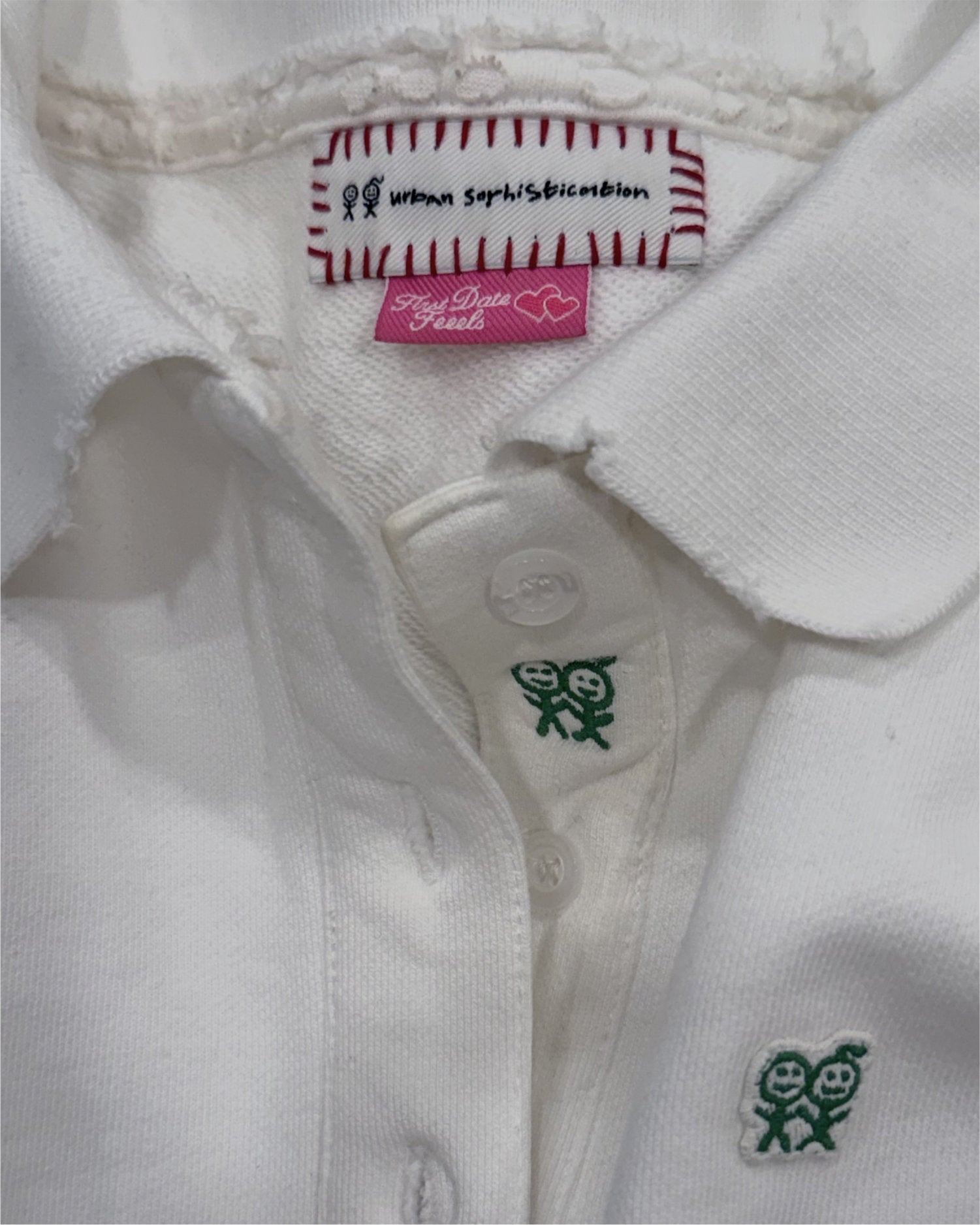 Kids Logo Long Sleeve Terry Polo in White