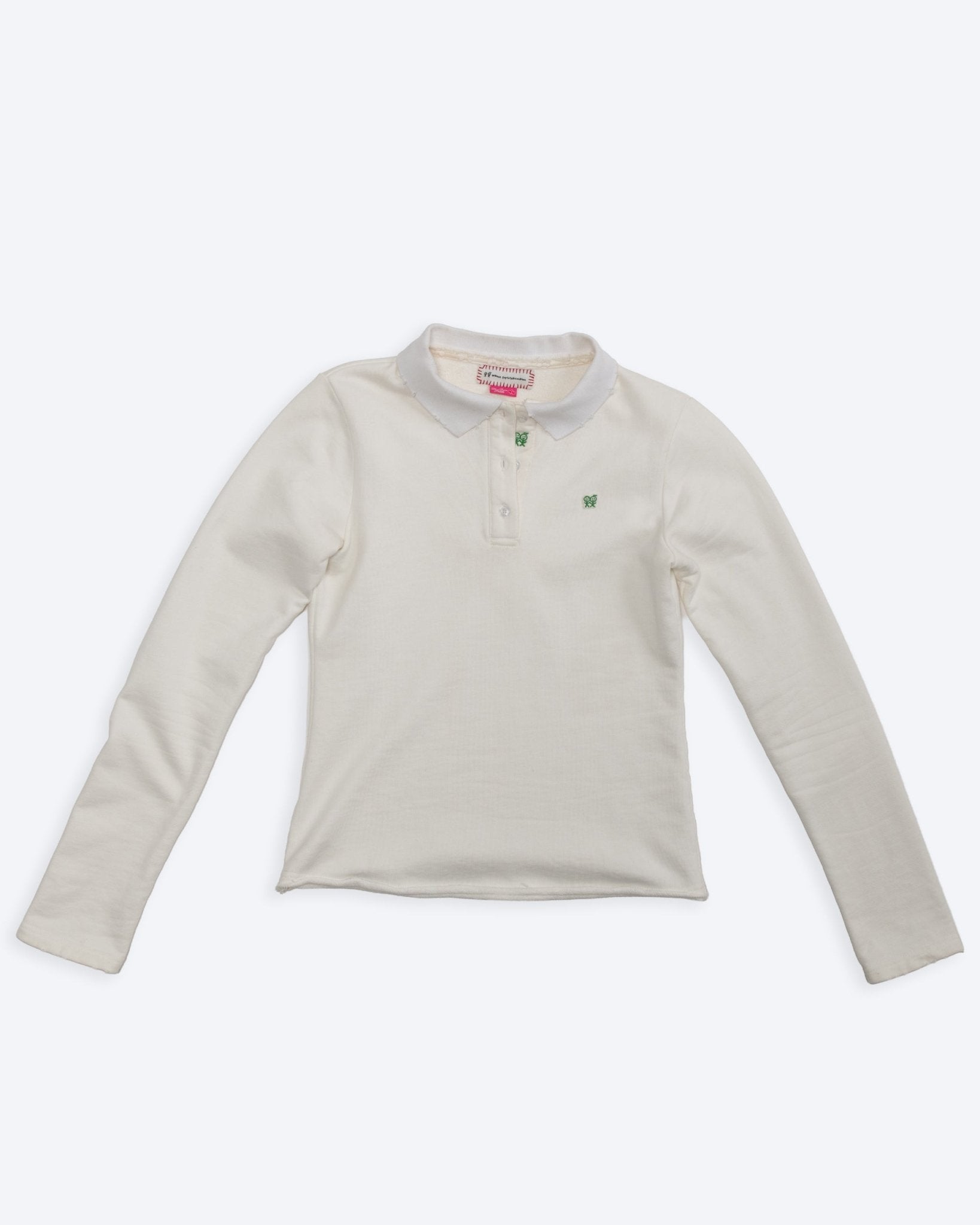 Kids Logo Long Sleeve Terry Polo in White