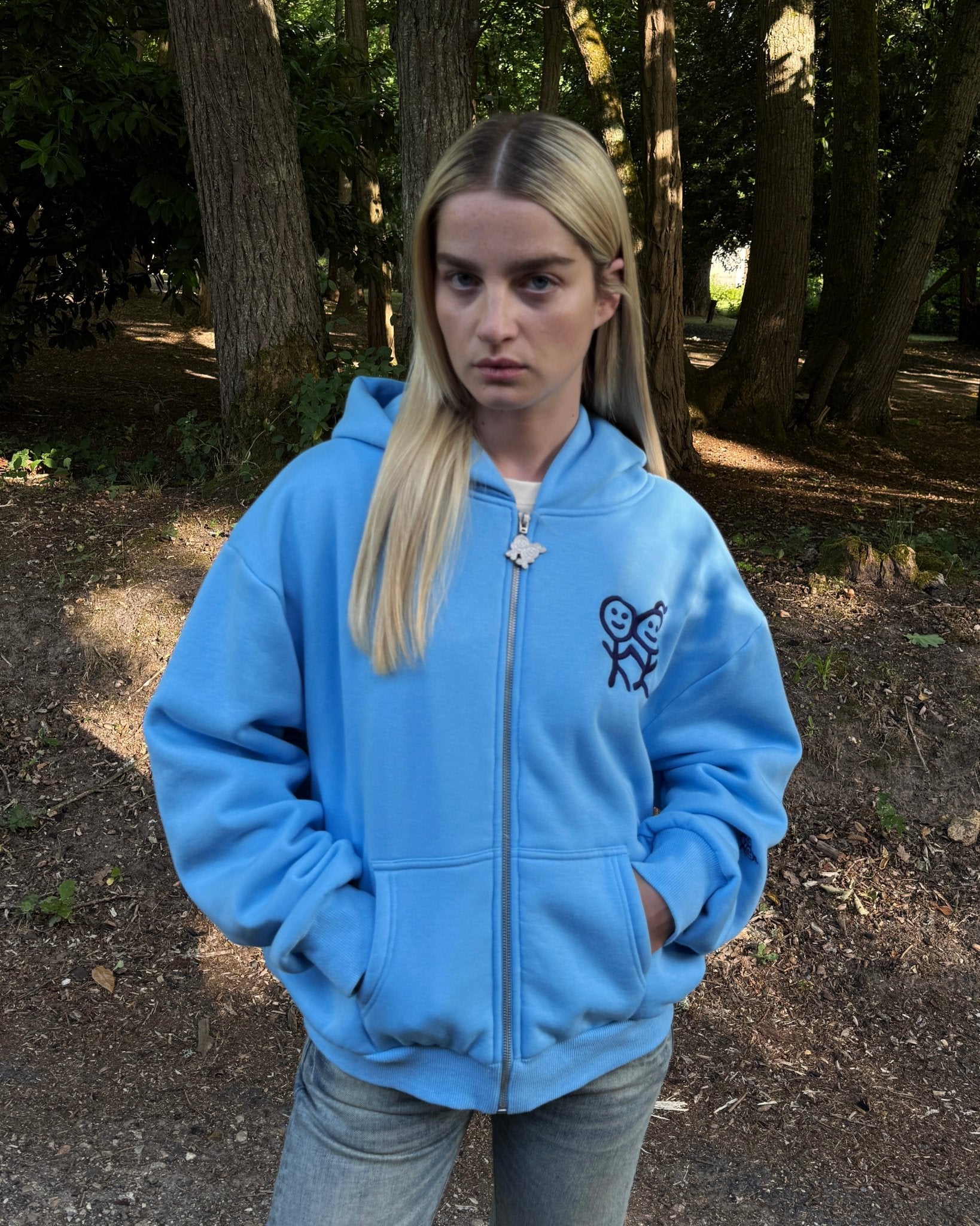 Kids Zip Hoodie Regular Fit in Blue | Urban Sophistication