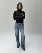 KJ01 Cable Knit Mock Neck Jumper Black Onyx 02 View PDP