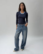 KT01 Scoop Neck Knit Top Blue 04 View PDP