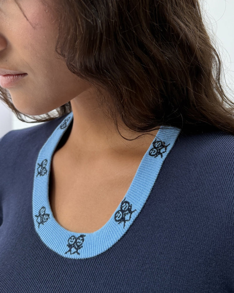 KT01 Scoop Neck Knit Top Blue 02 View PDP