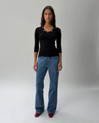 KT01 Scoop Neck Knit Top Black 02 View PDP