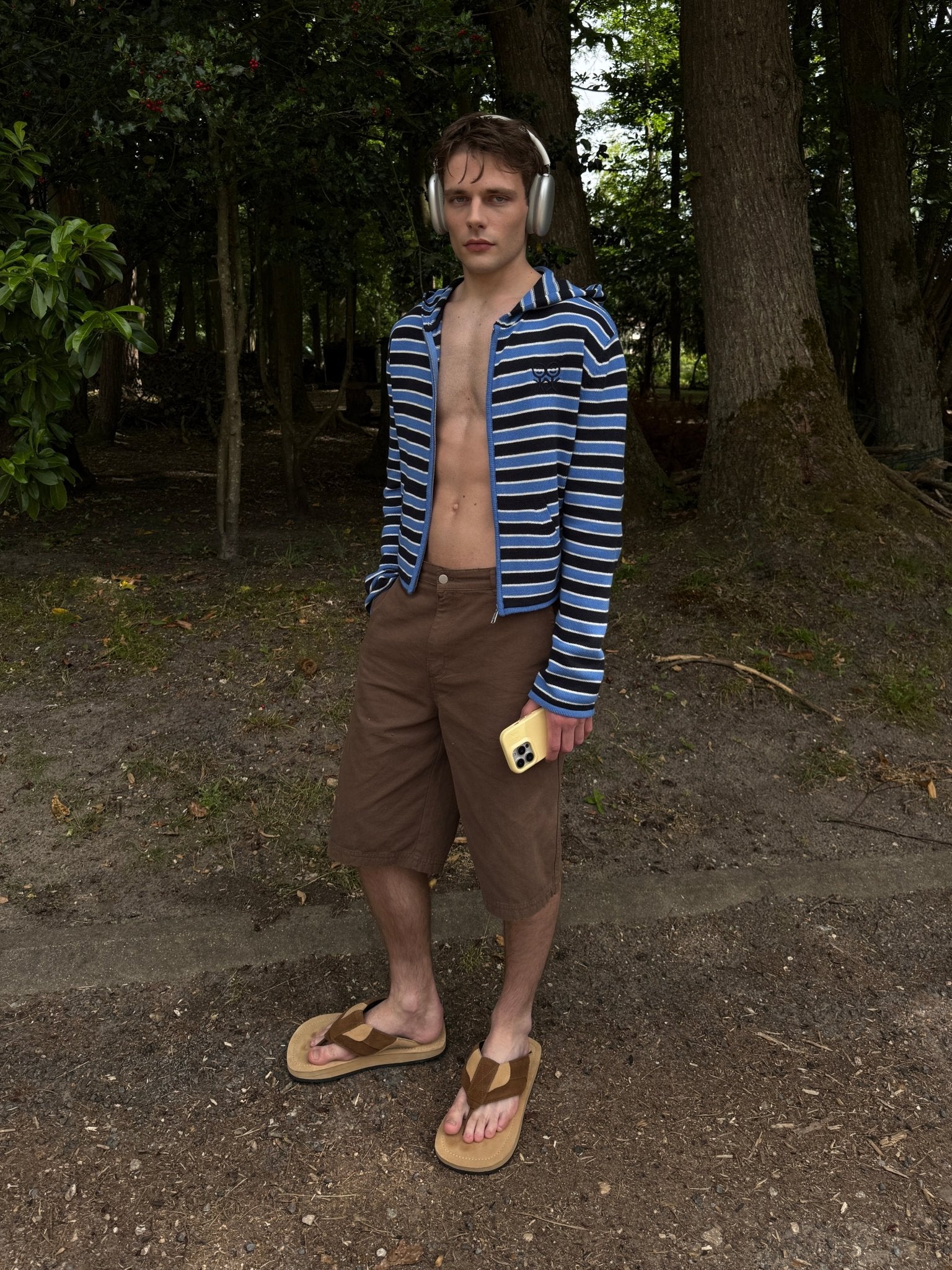 Nostalgic Stripe Knit Zip Hoodie