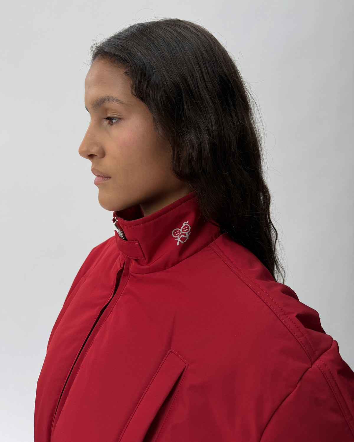 PJ01 Cinched Waist Puffer Jacket Haute Red 03 View PDP