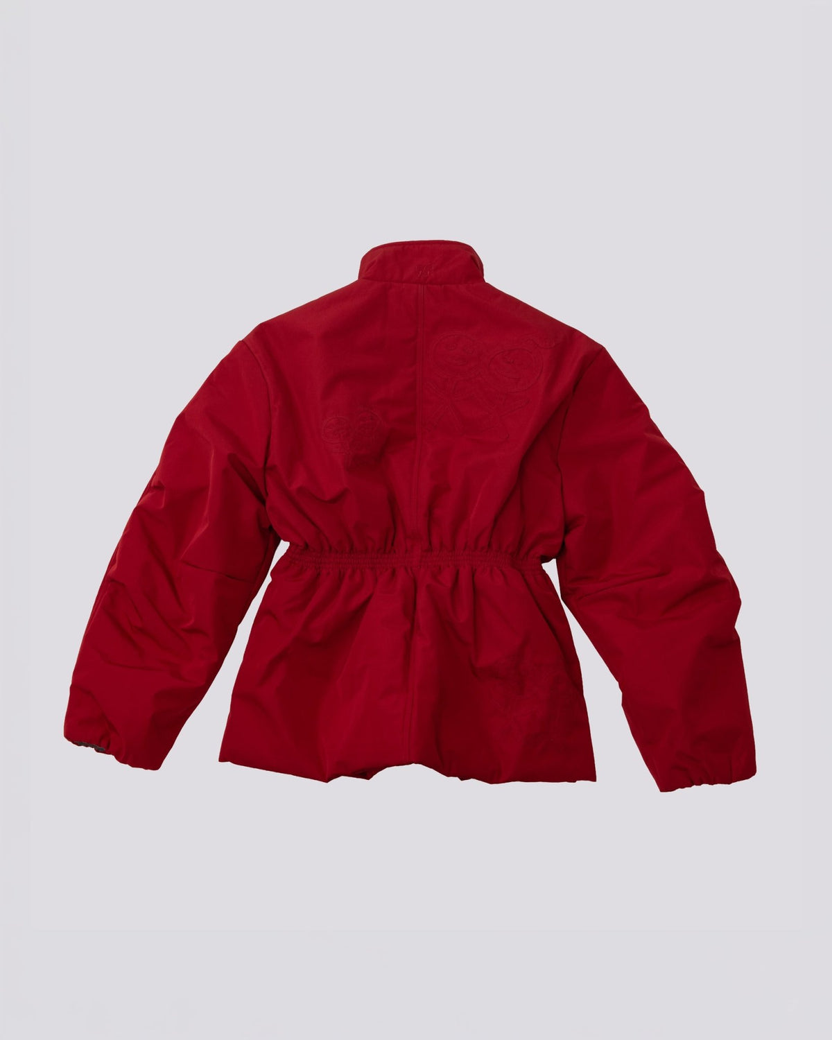 PJ01 Cinched Waist Puffer Jacket Haute Red 06 Back Flat PDP