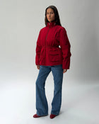 PJ01 Cinched Waist Puffer Jacket Haute Red 04 View PDP