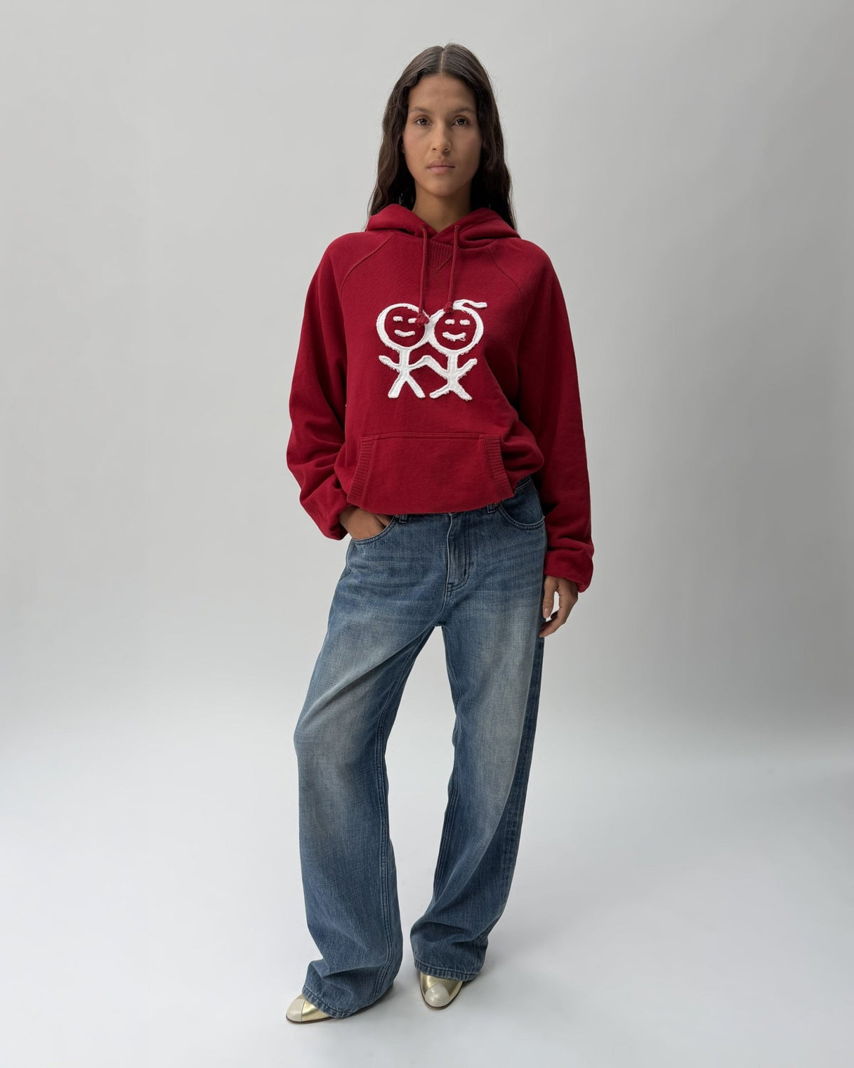 RH01 Cropped Ribbed Hoodie True Red 03 View PDP