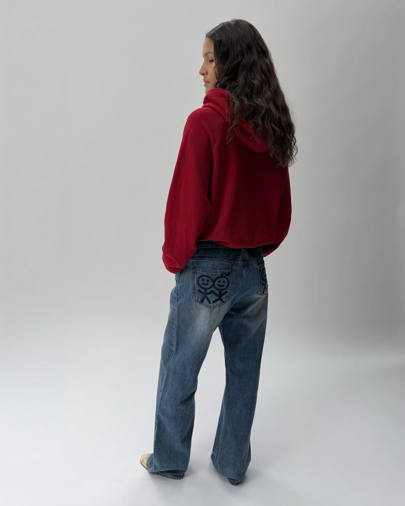 RH01 Cropped Ribbed Hoodie True Red 02 View PDP
