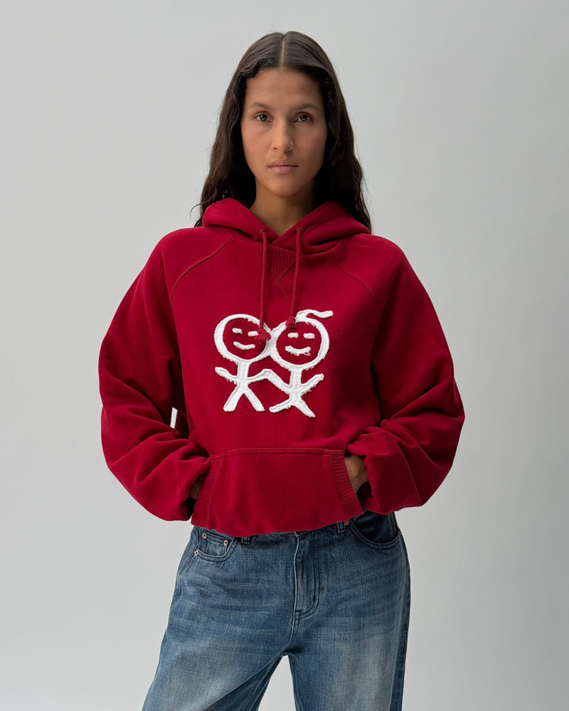 RH01 Cropped Ribbed Hoodie True Red 01 Close Up PDP
